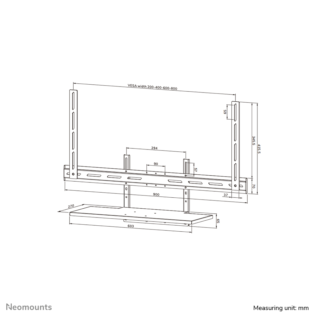 Neomounts AV40-500BL Toetsenbordhouder kit 43-110" - VESA - max 2,5 kg - universeel